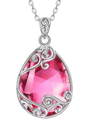 Moonstone Teardrop Necklace for Women | Tree of Life Filigree Birthstone Jewelry